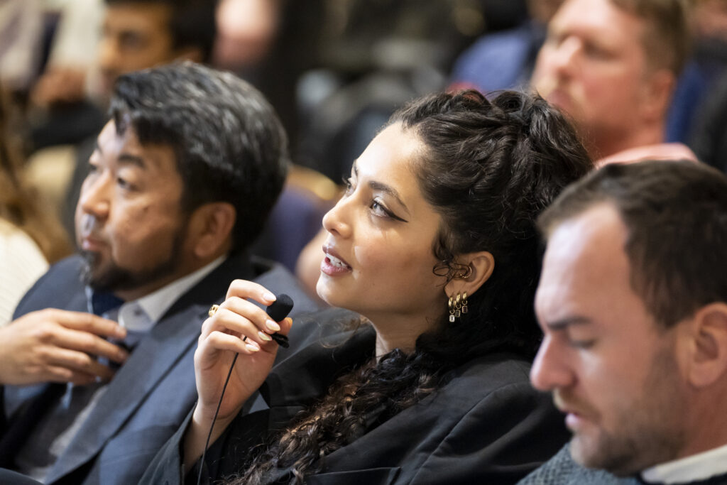 SCET Collider Cup XIII judges; from left to right: Jay Onda, Tammana Khemani and Frank Hysa